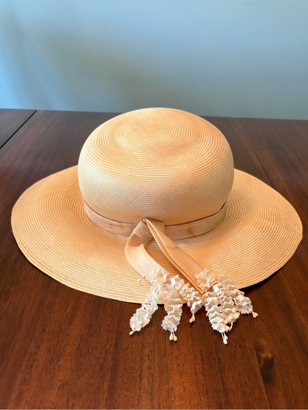 Vintage Adolfo II Straw Sun Hat Wide Brim 1970s Derby Garden Hat
